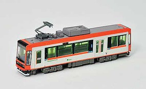Tomy Type 8900 Streetcar Unpowered Tokyo Metropolitan Bureau of Transportation 8901 (2015, white, orange) N-Scale Tomy Type 8900 Streetcar Unpowered Tokyo Metropolitan Bureau of Transportation 8901 (2015, white, orange) N-Scale