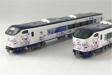 Tomy 281 Limited Express Haruka Kanzashi 6-Car Train-Only Set - Standard DC Japanese Railways (white, blue, gray, Hello Kitty Graphics) - N-Scale