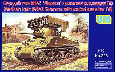 Unimodels M4A2 Sherman Medium Tank w/T40 Rocket Launcher Plastic Model Tank Kit 1/72 Scale #223