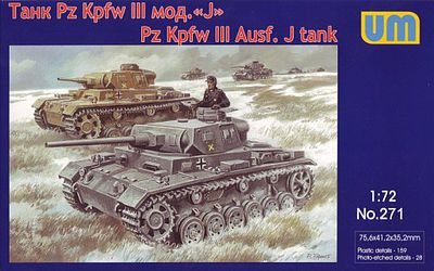 UniModels — Tank Panzer III Ausf J — Plastic model kit 1:72 Scale #271