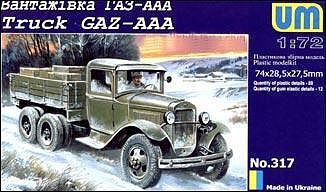 Unimodels GAZ-AAA WWII Russian Truck Plastic Model Military Truck Kit 1/72 Scale #317