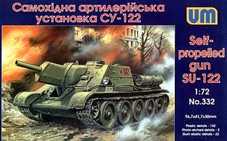 Unimodels SU122 WWII Soviet Self-Propelled Gun Plastic Model Tank Kit 1/72 Scale #332