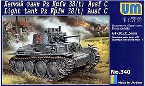 Unimodels PzKpfw 38(t) Ausf C German Light Tank Plastic Model Tank Kit 1/72 Scale #340 Unimodels PzKpfw 38(t) Ausf C German Light Tank Plastic Model Tank Kit 1/72 Scale #340