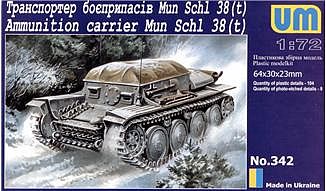 Unimodels 38(t) WWII German Ammunition Carrier Tank Plastic Model Tank Kit 1/72 Scale #342