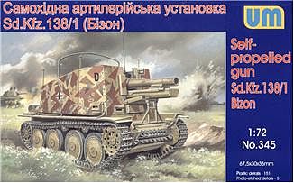 Unimodels Bison SdKfz 138/1 Ausf H German Tank Hunter Plastic Model Tank Kit 1/72 #345