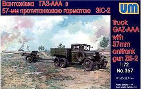 Unimodels GAZ-AAA Military Truck w/Zis2 57mm Anti-Tank Gun Plastic Model Military Truck Kit 1/72 #367 Unimodels GAZ-AAA Military Truck w/Zis2 57mm Anti-Tank Gun Plastic Model Military Truck Kit 1/72 #367