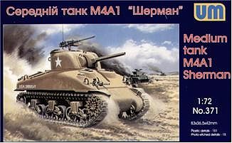 Unimodels Sherman M4A1 Med Tank Plastic Model Tank Kit 1/72 Scale #371