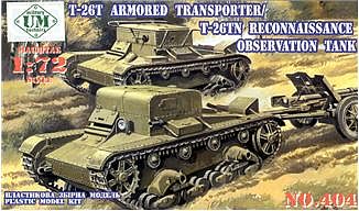 Unimodels T26TN Recon Observation Tank & T26 Armored Transporter Plastic Model Tank Kit 1/72 #404