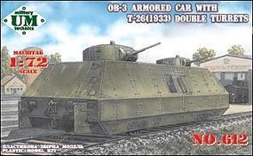 Unimodels OB3 Armored Railway Car Plastic Model Military Vehicle Kit 1/72 Scale #612 Unimodels OB3 Armored Railway Car Plastic Model Military Vehicle Kit 1/72 Scale #612