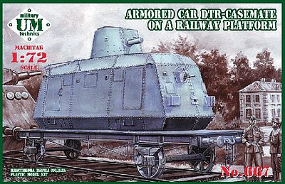 Unimodels DTR-Casemate Armored Railway Car with Platform Plastic Model Military Vehicle Kit 1/72 #667