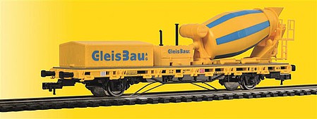 Viessmann Low-Side Car w/Motorized Cement Mixer - 3-Rail Ready to Run w/Digital GleisBau (yellow, blue)