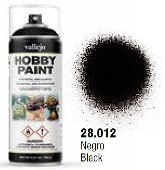 Vallejo Black Basic Primer 400ml Spray Hobby and Model Enamel Paint #28012