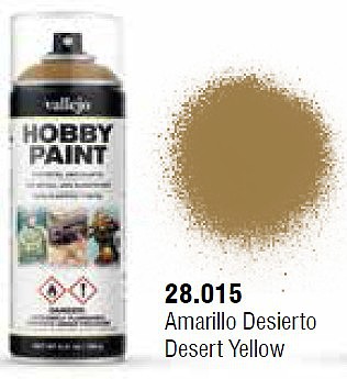Vallejo Desert Yellow Fantasy Paint 400ml Spray Hobby and Model Enamel Paint #28015