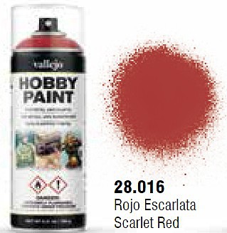 Vallejo Scarlet Red Fantasy Paint 400ml Spray Hobby and Model Enamel Paint #28016