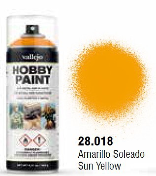 Vallejo Sun Yellow Fantasy Paint 400ml Spray Hobby and Model Enamel Paint #28018