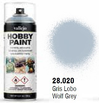 Vallejo Wolf Grey Fantasy Paint 400ml Spray Hobby and Model Enamel Paint #28020