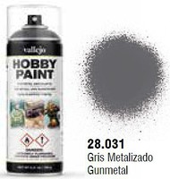 Vallejo Gunmetal Fantasy Paint 400ml Spray Hobby and Model Enamel Paint #28031