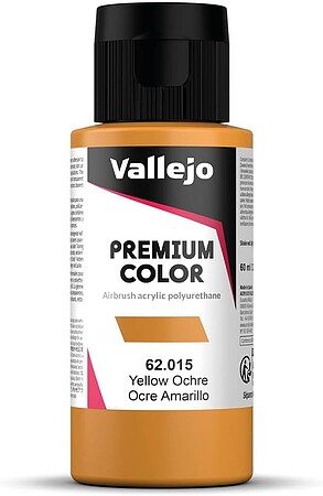 Vallejo Yellow Ochre Premium (60ml Bottle) Hobby and Model Acrylic Paint #62015