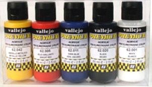 Vallejo 60ml Bottle Candy Color Premium Paint Set (5 Colors) Hobby and Model Paint Set #62104