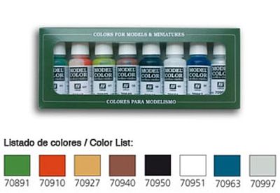 Vallejo 17ml Bottle Wargames Basics Model Color Paint Set (8 Colors) Hobby and Model Paint Set #70103