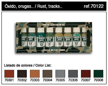 Vallejo 17ml Bottle Panzer Aces Paint Set #1 (8 Colors) Hobby and Model Paint Set #70122
