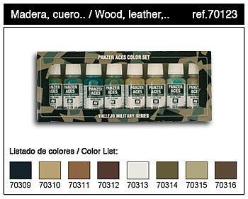 Vallejo 17ml Bottle Panzer Aces Paint Set #2 (8 Colors) Hobby and Model Paint Set #70123