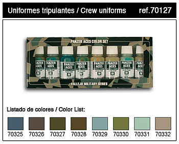 Vallejo 17ml Bottle Panzer Aces Paint Set #4 (8 Colors) Hobby and Model Paint Set #70127