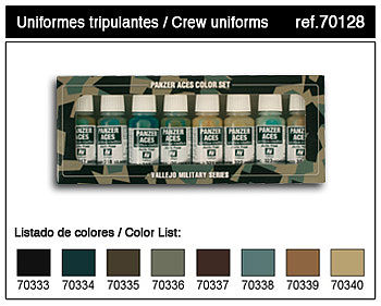 Vallejo 17ml Bottle Panzer Aces Paint Set #5 (8 Colors) Hobby and Model Paint Set #70128