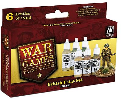 Vallejo British Army WWII War Games Paint Set (6 Colors) Hobby and Model Paint Set #70153