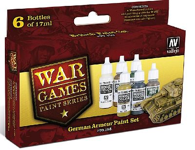 Vallejo German Armor WWII War Games Paint Set (6 Colors) Hobby and Model Paint Set #70155