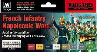 Vallejo French Infantry Napoleonic 1789-1815 Wargames Paint Set Hobby and Model Paint Set #70164