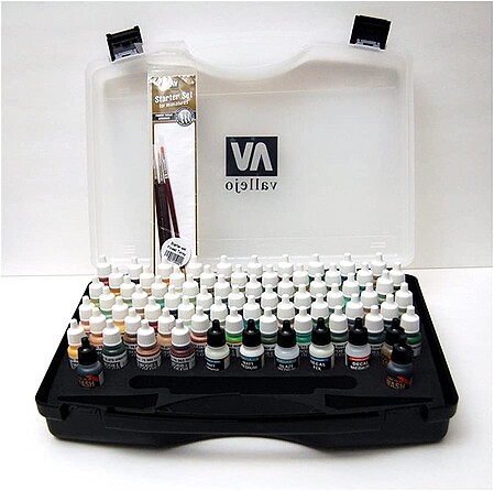 Vallejo Panzer Aces Paint Set/Plastic Storage Case (72 Colors & Brushes) Hobby and Model Paint #70174