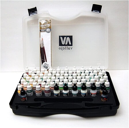 Vallejo Panzer Aces Paint Set/Plastic Storage Case (72 Colors & Brushes)  Hobby and Model Paint #