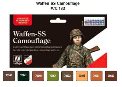 Vallejo Waffen SS Camouflage Model Color Paint Set (8 Colors) Hobby and Model Paint #70180
