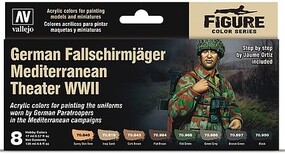Vallejo WWII German Figure Colors (Fallschirmjager) 17ml Hobby and Model Acrylic Paint Set #70188