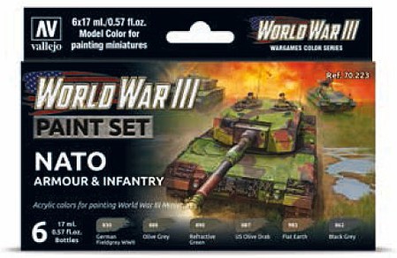 Vallejo NATO Armour & Infantry WWIII Wargames Paint Set Hobby and Model Paint Set #70223