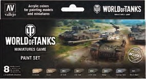 Vallejo World of Tanks 17ml bottle Paint Set (8 Colors) Hobby and Model Acrylic Paint Set #70245