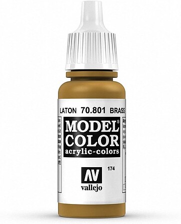 Vallejo Model Color BRASS 17ml Bottle Hobby and Model Acrylic Paint #70801