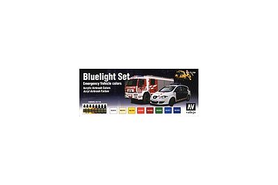 Vallejo BLUE LIGHT EMS VEHICLE SET 17m (8 Colors) Hobby and Model Acrylic Paint #71154