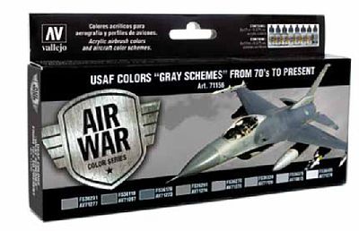 Vallejo USAF Colors Gray Schemes from 70s to Present Model Air Paint Hobby and Model Paint Set #71156