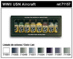 Vallejo WWII USN Aircraft Model Air Paint Set (8 Colors) Hobby and Model Paint Set #71157