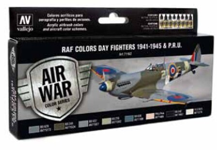 Vallejo WWII RAF Day Fighters Model Air Paint Set (8 Colors) Hobby and Model Paint #71162