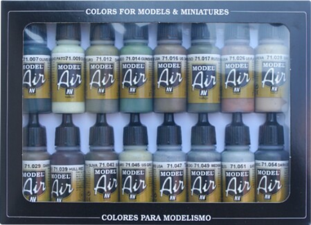 Vallejo Model Air Paint Set in Plastic Storage Case (72 Colors & Brushes)  Hobby and Model