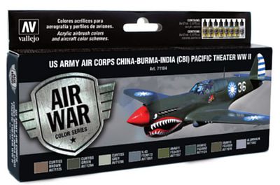 Vallejo US Army Air Corps China-Burma-India Pacific Theater Paint Set Model Air Paint Set #71184
