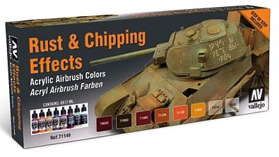 Vallejo Rust & Chipping Effects Model Air Paint Set (8 Colors) Hobby and Model #71186