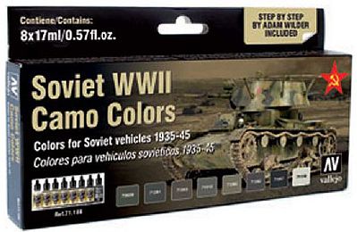Vallejo Soviet AFC WWII Camo Colors Model Air Paint Set (8 Colors) Hobby and Model Paint Set #71188