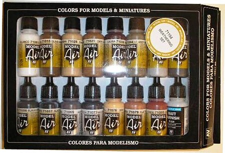 Vallejo Weathering Model Air Paint Set (16 Colors) Hobby and Model Paint Set #71194