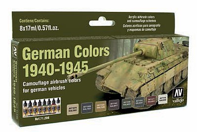 Vallejo 17ml Bottle German Vehicle Camouflage Colors (8 Colors) Hobby and Model Paint Set #71206