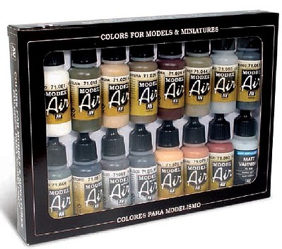 Vallejo 17ml Bottle German WWII Europe & Africa (16 Colors) Hobby and Model Paint Set #71208
