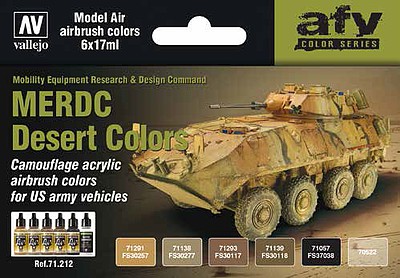 Vallejo US Army Vehiclw Colors (6 Colors) Hobby and Model Paint Set #71212